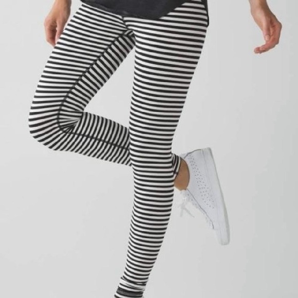 lululemon athletica Pants - GUC RARE lululemon Black white striped wunderunder